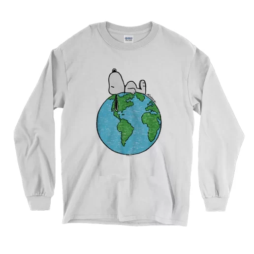 Peanuts Snoopy On Top Of The World Earth Day Long Sleeve T Shirt 1