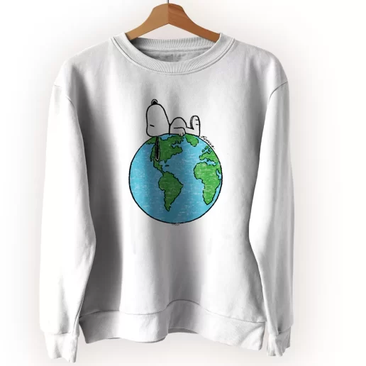 Peanuts Snoopy On Top Of The World Sweatshirt Earth Day Costume 1