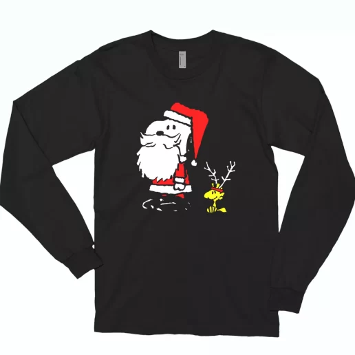 Peanuts Snoopy and Woodstock Santa Antlers Long Sleeve T Shirt Xmas Gift 1