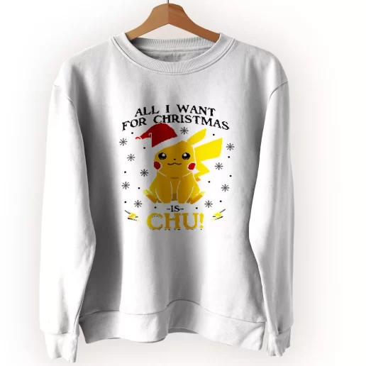 Pikachu All I Want For Christmas Ugly Christmas Sweater 1