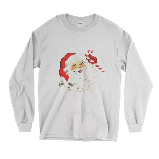 Retro Santa Design Long Sleeve T Shirt Christmas Outfit 1