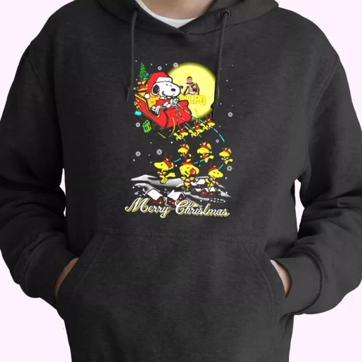 Santa Claus With Sleigh And Snoopy Hoodie Xmas Outfits 1