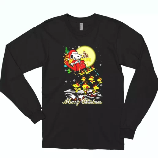 Santa Claus With Sleigh And Snoopy Long Sleeve T Shirt Xmas Gift 1