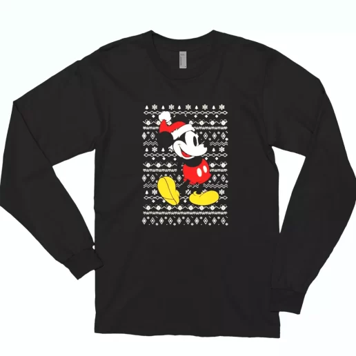 Santa Mickey mouse ugly Christmas Long Sleeve T Shirt Xmas Gift 1