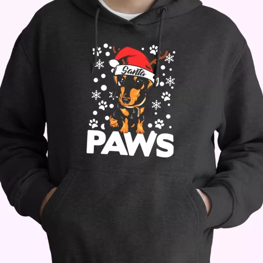 Santa Paws Dachshund Dog Christmas Hoodie Xmas Outfits 1