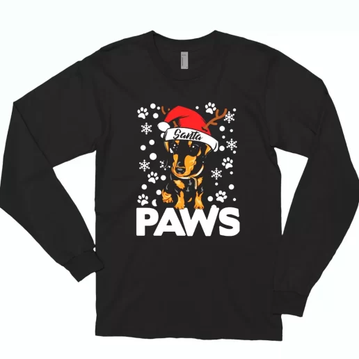 Santa Paws Dachshund Dog Christmas Long Sleeve T Shirt Xmas Gift 1