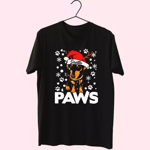 Santa Paws Dachshund Dog Christmas T Shirt Xmas Design 1