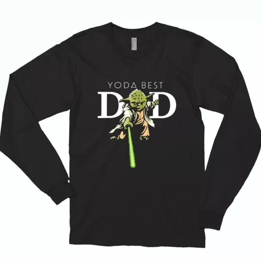 Star Wars Yoda Lightsaber Best Dad Long Sleeve T Shirt Gift 1