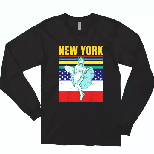 Statue Of Liberty New York Retro America Combat Long Sleeve T Shirt 1