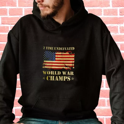 Streetwear Hoodie 2 Time Undefeated World War Champs Veterans Day Gifts 1