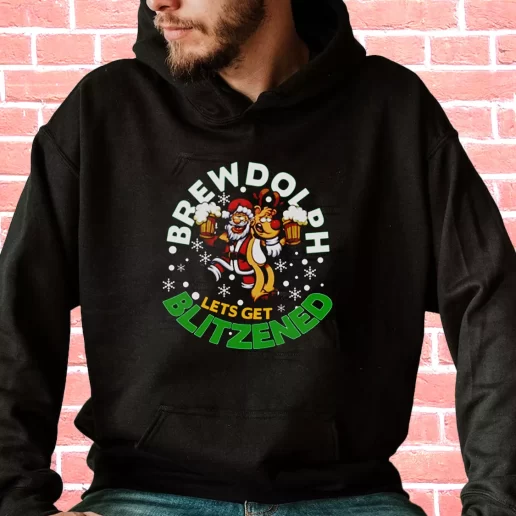 Streetwear Hoodie Brewdolph Lets Get Blitzened Christmas Cool Xmas Gifts 1