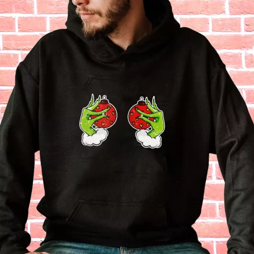 Streetwear Hoodie Funny Grinchs Hand Is On The Breast Cool Xmas Gifts 1