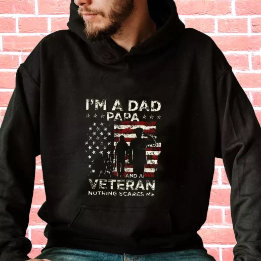 Streetwear Hoodie Im A Dad Papa And A Veteran Veterans Day Gifts 1