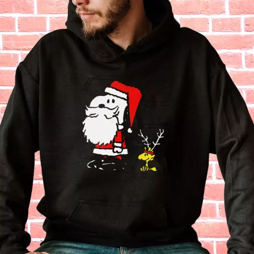 Streetwear Hoodie Peanuts Snoopy and Woodstock Santa Antlers Cool Xmas Gifts 1