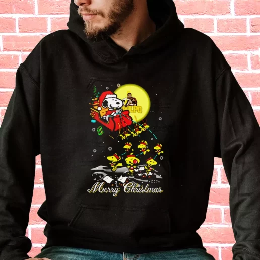 Streetwear Hoodie Santa Claus With Sleigh And Snoopy Cool Xmas Gifts 1