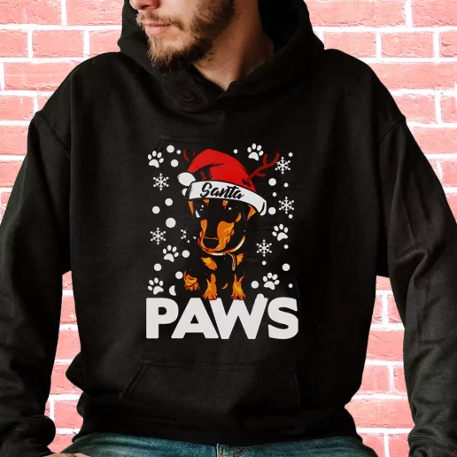 Streetwear Hoodie Santa Paws Dachshund Dog Christmas Cool Xmas Gifts 1