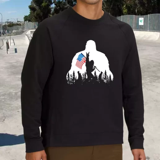 Streetwear Sweatshirt Bigfoot American Flag Army Veterans Day Gifts 1