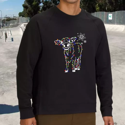 Streetwear Sweatshirt Christmas Cow Light Xmas Life Sweater 1