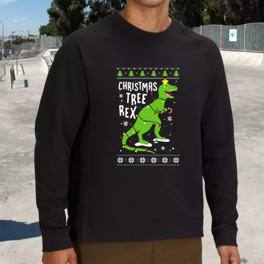 Streetwear Sweatshirt Funny Christmas Tree Rex T Rex Xmas Life Sweater 1