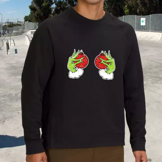 Streetwear Sweatshirt Funny Grinchs Hand Is On The Breast Xmas Life Sweater 1