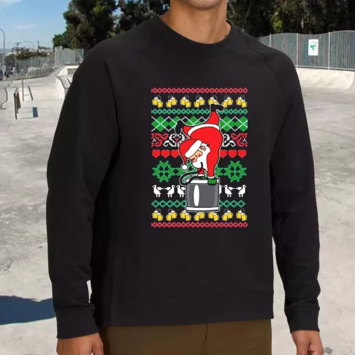 Streetwear Sweatshirt Funny Santa Claus Keg Stand Xmas Life Sweater 1