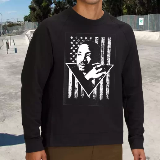 Streetwear Sweatshirt Martin Luther King Jr Distressed Usa Flag 1