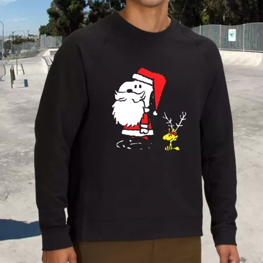 Streetwear Sweatshirt Peanuts Snoopy and Woodstock Santa Antlers Xmas Life Sweater 1