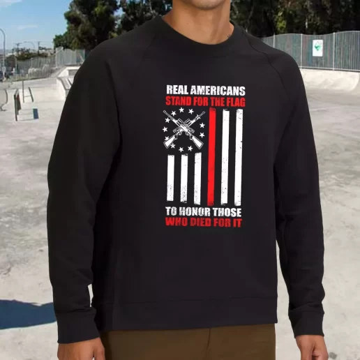 Streetwear Sweatshirt Real Americans Stand for the Flag Army Veterans Day Gifts 1