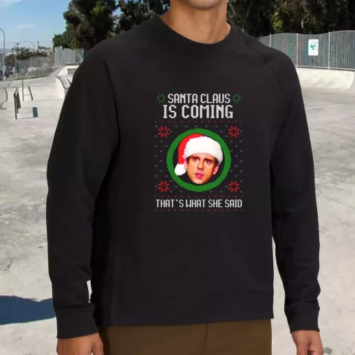 Streetwear Sweatshirt The Office Santa Is Coming Xmas Life Sweater 1