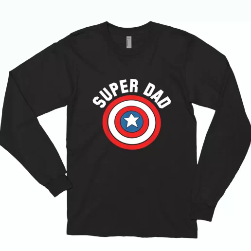 Super Dad Captain America Shield Long Sleeve T Shirt Gift 1