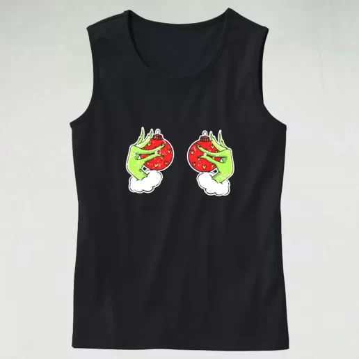 Tank Top Funny Grinchs Hand Is On The Breast Tank Top Xmas Idea 1