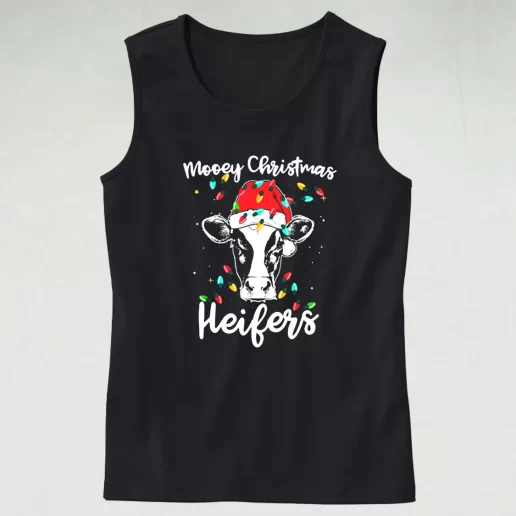 Tank Top Mooey Christmas Heifers Santa Xmas Lights Cow Tank Top Xmas Idea 1