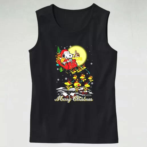 Tank Top Santa Claus With Sleigh And Snoopy Tank Top Xmas Idea 1