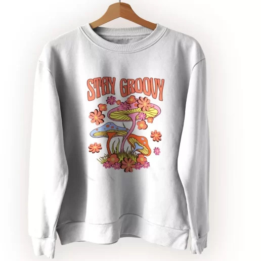 Trippy Mushroom Stay Groovy Ugly Christmas Sweater 1