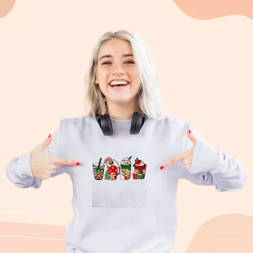 Ugly Sweatshirt Christmas Snowman Latte Coffee Lover Xmas Day Outfit 1