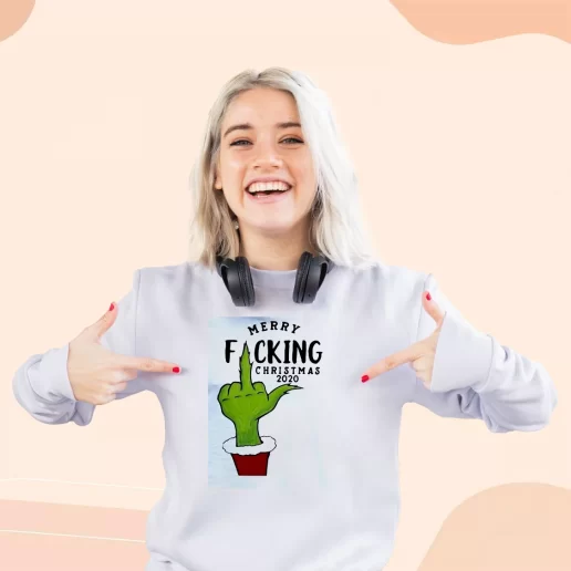 Ugly Sweatshirt Grinch Hand Merry Fucking Christmas Xmas Day Outfit 1