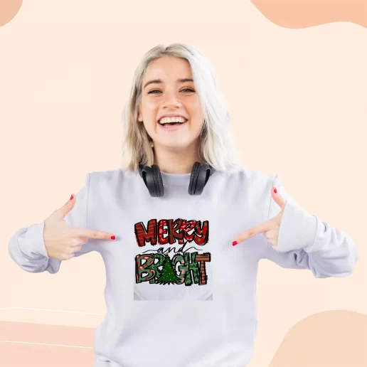 Ugly Sweatshirt Merry Bright Christmas Trees Xmas Day Outfit 1