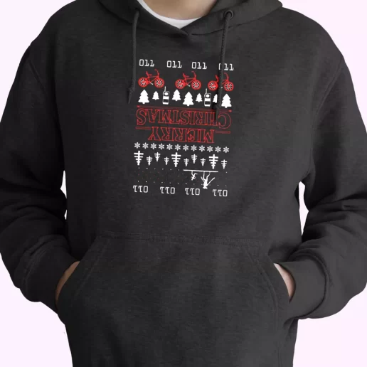 Upside Down Stranger Things Merry Christmas Hoodie Xmas Outfits 1