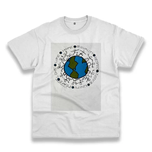 Vintage Justice Equality Unity Peace Earth Casual Earth Day T Shirt 1