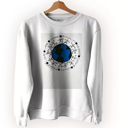 Vintage Justice Equality Unity Peace Earth Sweatshirt Earth Day Costume 1