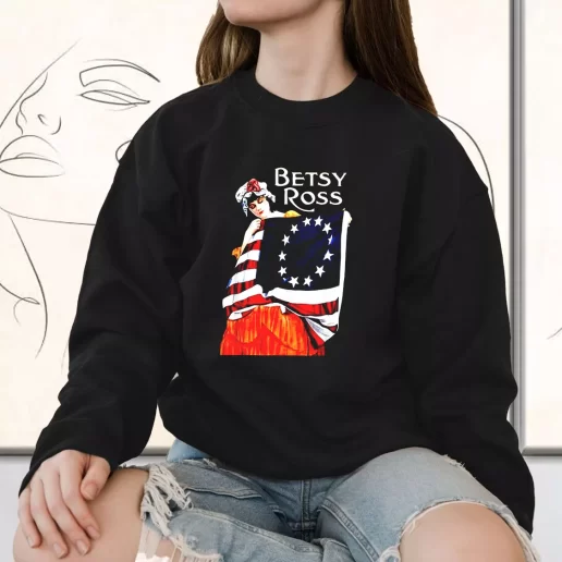 Vintage Sweatshirt Betsy Ross American Flag 1776 Art Bulk Veterans Day Gifts 1