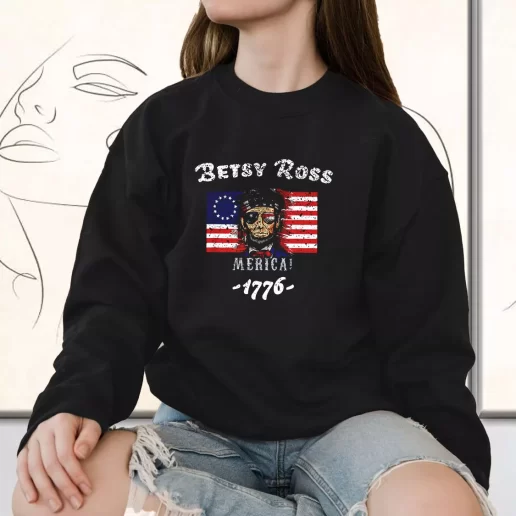 Vintage Sweatshirt Betsy Ross American Victory 1776 Abraham Lincoln Bulk Veterans Day Gifts 1