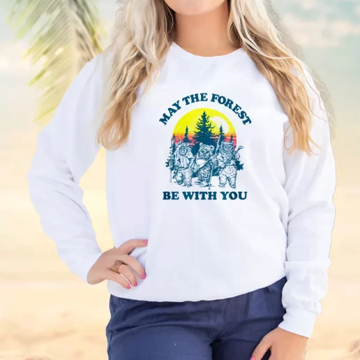 Vintage Sweatshirt Ewok Sunset May The Forest Be With You Earth Day Idea 1