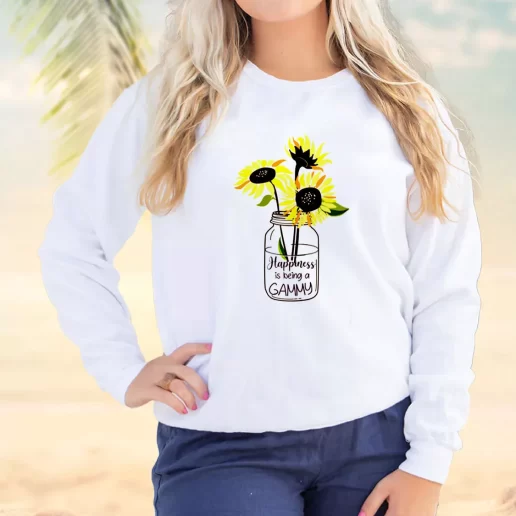 Vintage Sweatshirt Happiness Is Being Gammy Life Sunflower Earth Day Idea 1