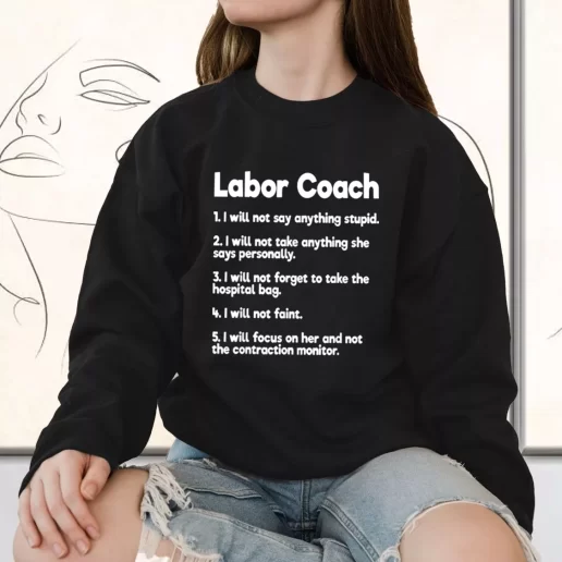 Vintage Sweatshirt Labor Coach Expecting Dad Rules Gift for Father Day From Daughter 1