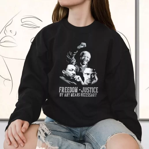 Vintage Sweatshirt Malcolm X Martin Luther King Nelson Mandela Freedom Justice 1