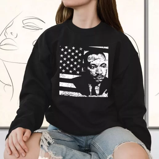 Vintage Sweatshirt Martin Luther King Jr Distressed Mlk Flag 1