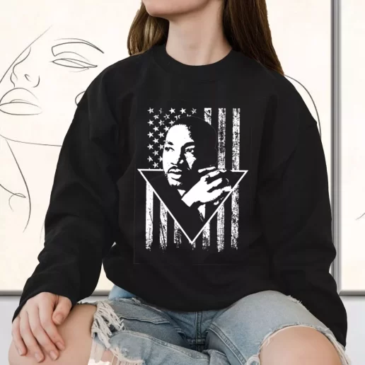 Vintage Sweatshirt Martin Luther King Jr Distressed Usa Flag 1