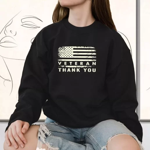 Vintage Sweatshirt Patriotic American Flag Thank You Bulk Veterans Day Gifts 1