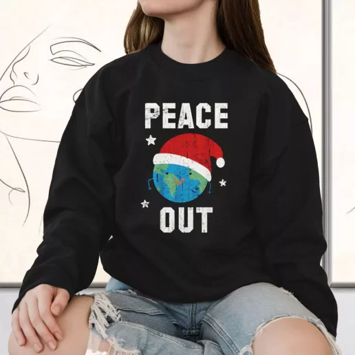 Vintage Sweatshirt Peace Out Festive Holiday Xmas Outfits 1